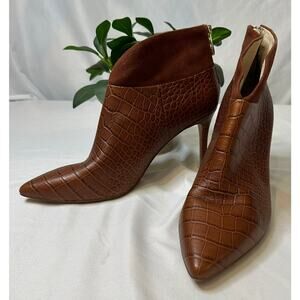 Louise et Cie Brown Ankle Booties Stiletto Heels‎ Pointed Toe Size 9.5